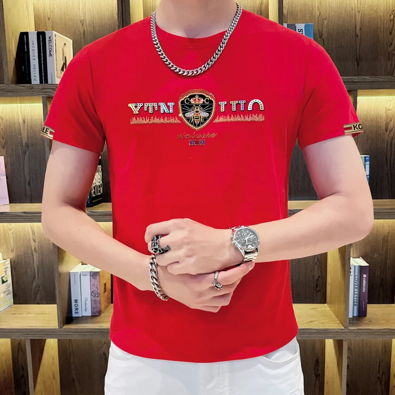 格鲁纳2024夏季新款圆领棉T恤百搭青年半袖薄款透气男士欧货短袖