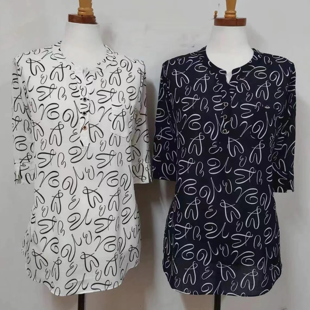 韩国新款半袖衬衫时尚休闲女士印花