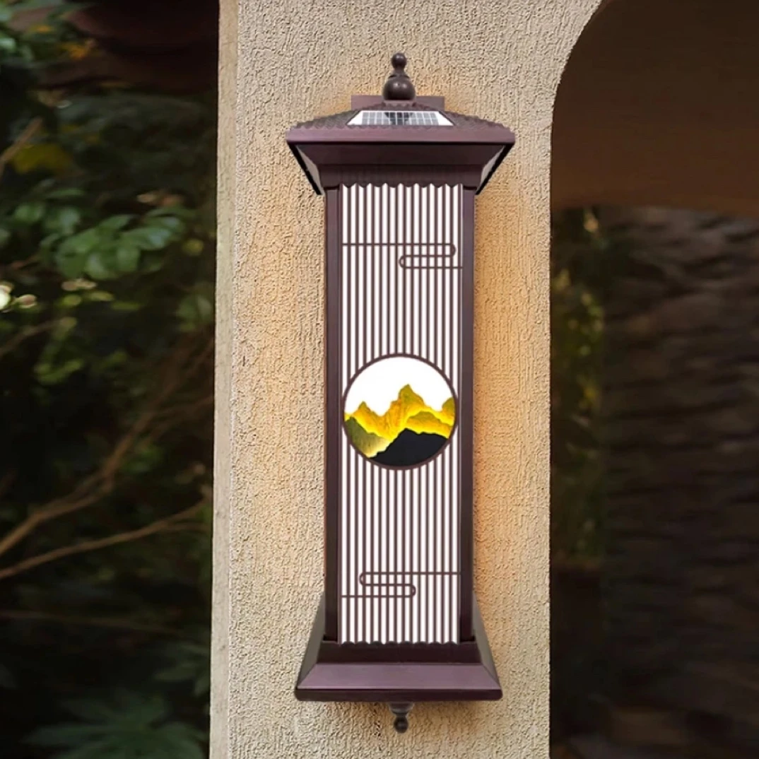 太阳能户外庭院新中式防水壁灯挂墙灯别墅大门灯室外阳台壁灯超亮