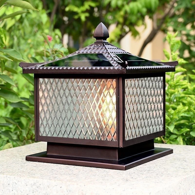 2024新款太阳能柱头灯飞檐翘角款户外别墅门柱灯防水大门灯柱子灯