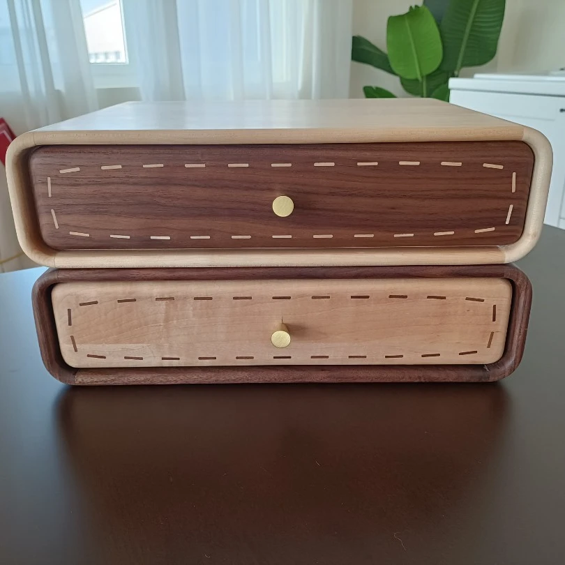 沐沐的房间时尚创意双层多格大容量复古储物家用抽屉收纳柜