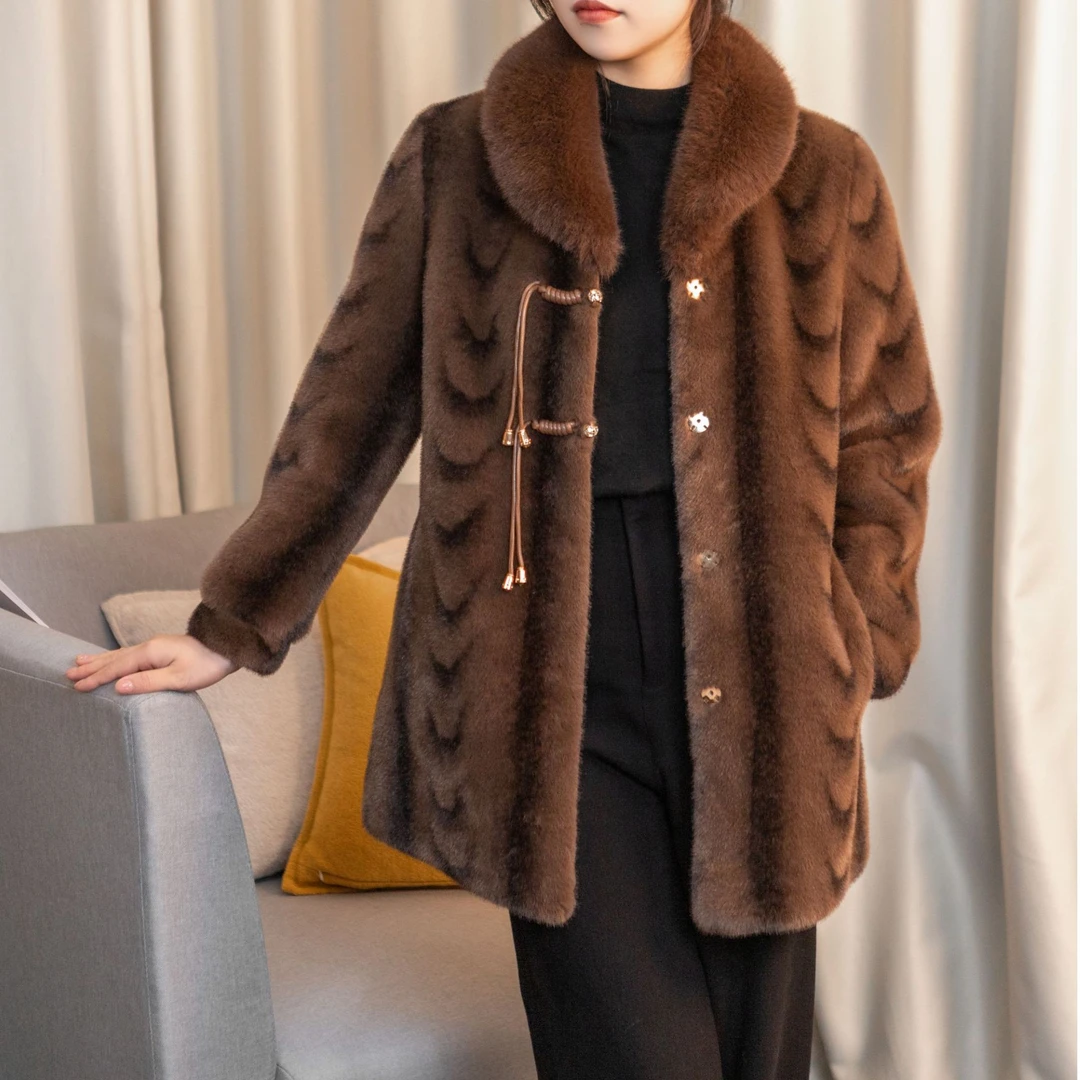 【海宁】2024新款北极貂大衣气质女款时尚休闲女士秋冬大码中长款