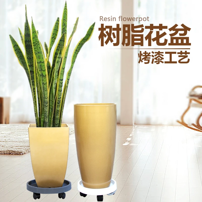 树脂直筒盆大号加厚烤漆花盆阳台客厅绿植盆栽落地盆高筒方形圆盆