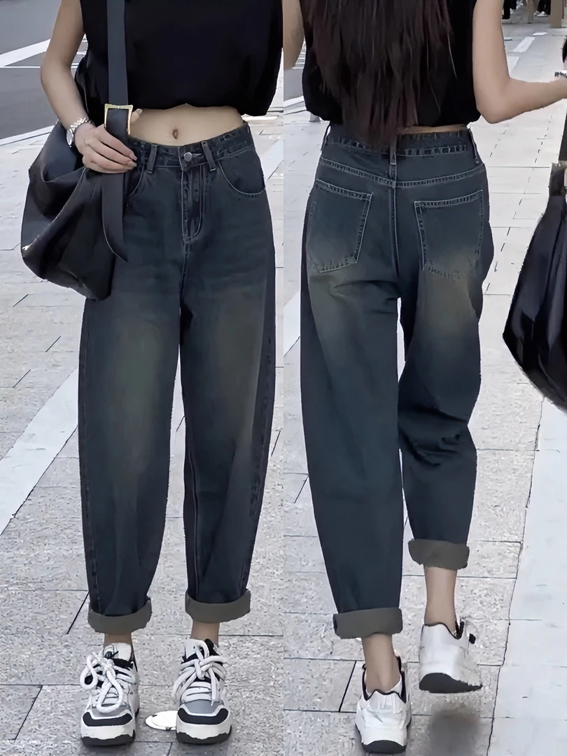 2025新款大码牛仔裤老爹裤女胖mm梨形身材穿搭腿粗屁股大显瘦裤子