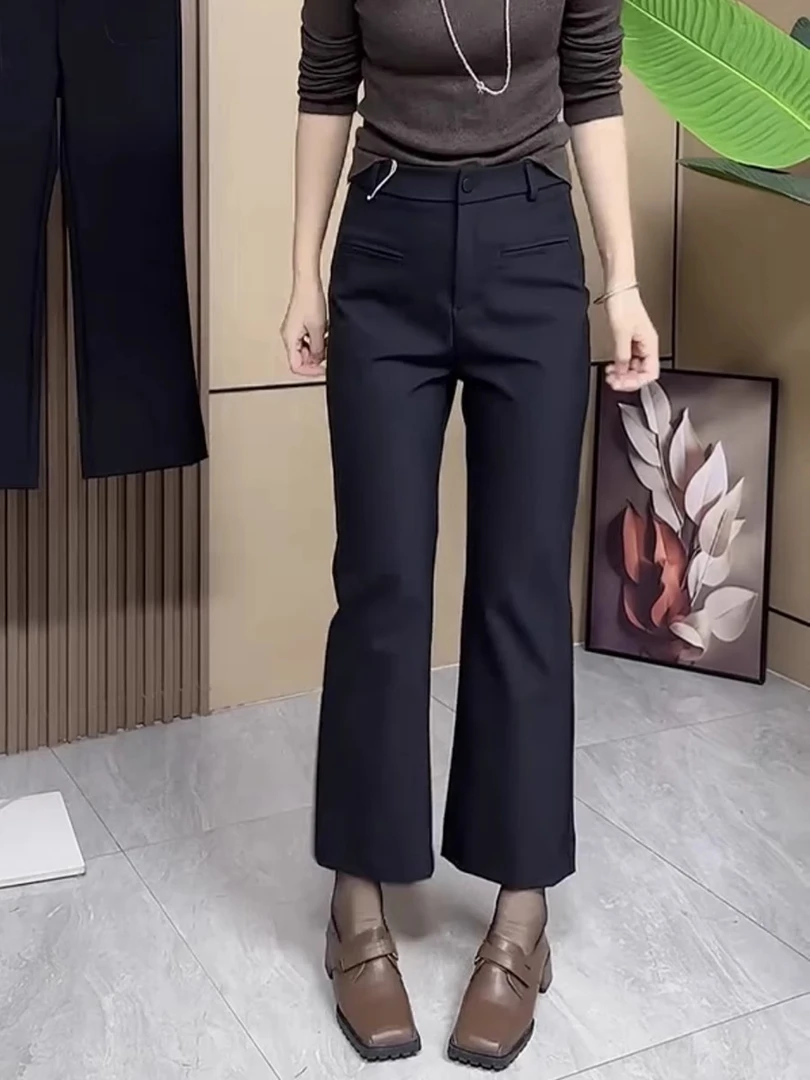 梨形身材显瘦大码微喇裤九分裤高腰弹力休闲裤子女2025年秋季新款