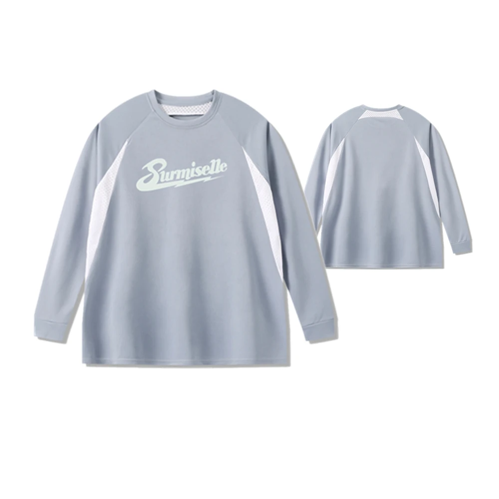 美式复古风秋冬季运动休闲T拼色健身长袖速干衣篮球投篮服热身服