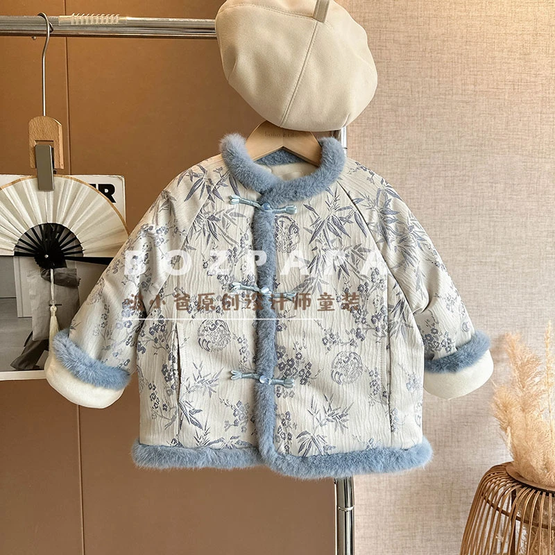 现货【堰曲幽竹】2024冬季新款加绒加厚新中式外套保暖中国风盘扣