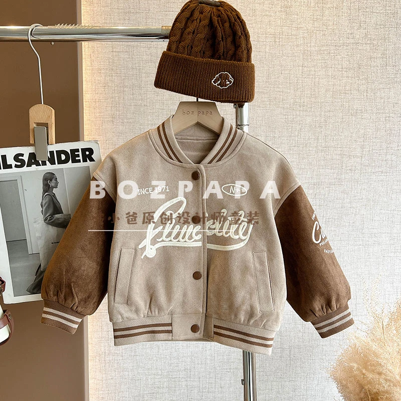 现货【棒球小子】韩版2024新款春秋男宝百搭洋气潮拼色棒球服上衣