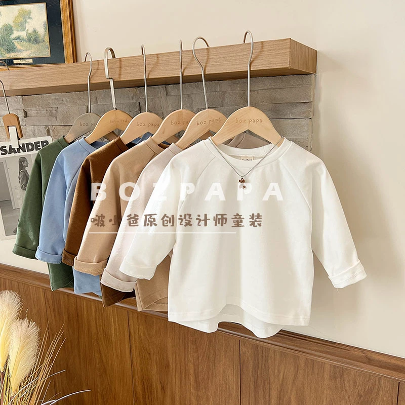 【插肩袖内搭】2025新款春秋男宝儿童百搭洋气简约款女宝宝T恤