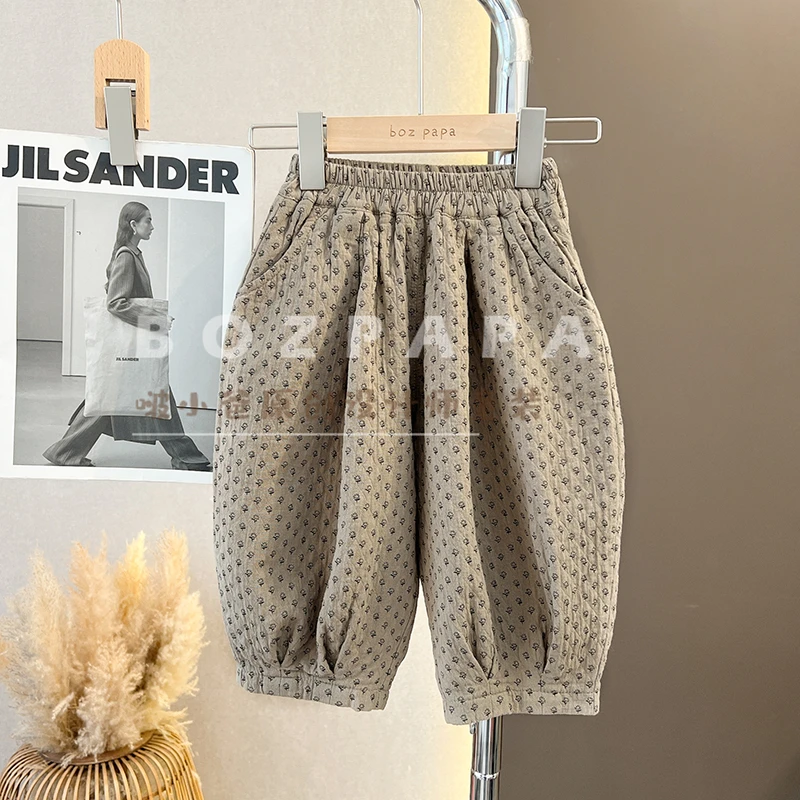 现货【小花花】春款25年新款男宝百搭洋气双口袋提花款式休闲哈伦裤