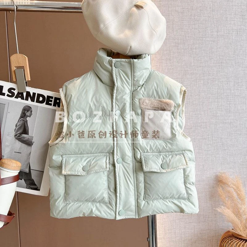 【茉莉奶绿】马甲2024冬季男宝新款立领马甲背心加厚韩版休闲