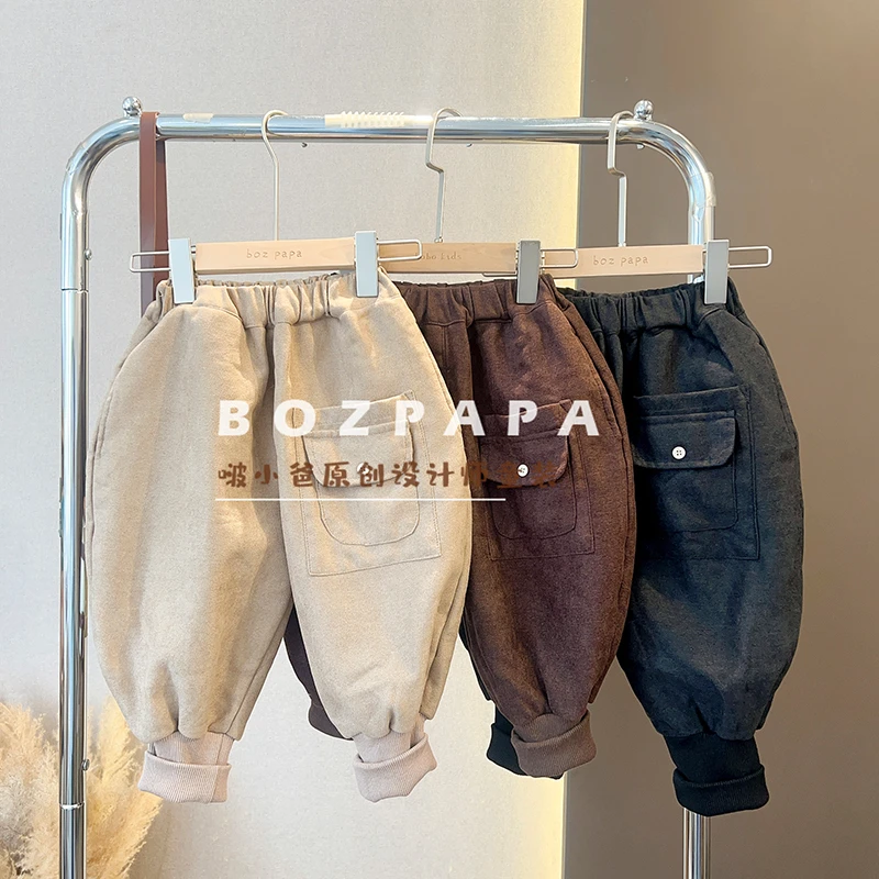 【现货】设计款秋冬季男童韩版帅气百搭秋冬款洋气小设计加绒束脚裤