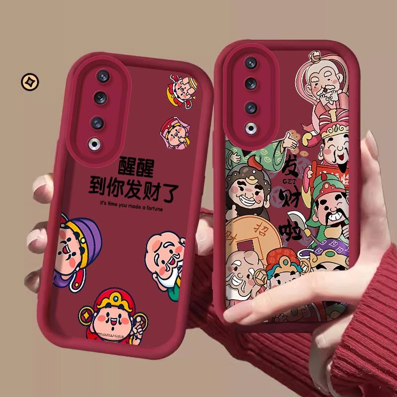 适用荣耀90PRO手机壳honor90pro手机壳新年发财可爱卡通网红趣味