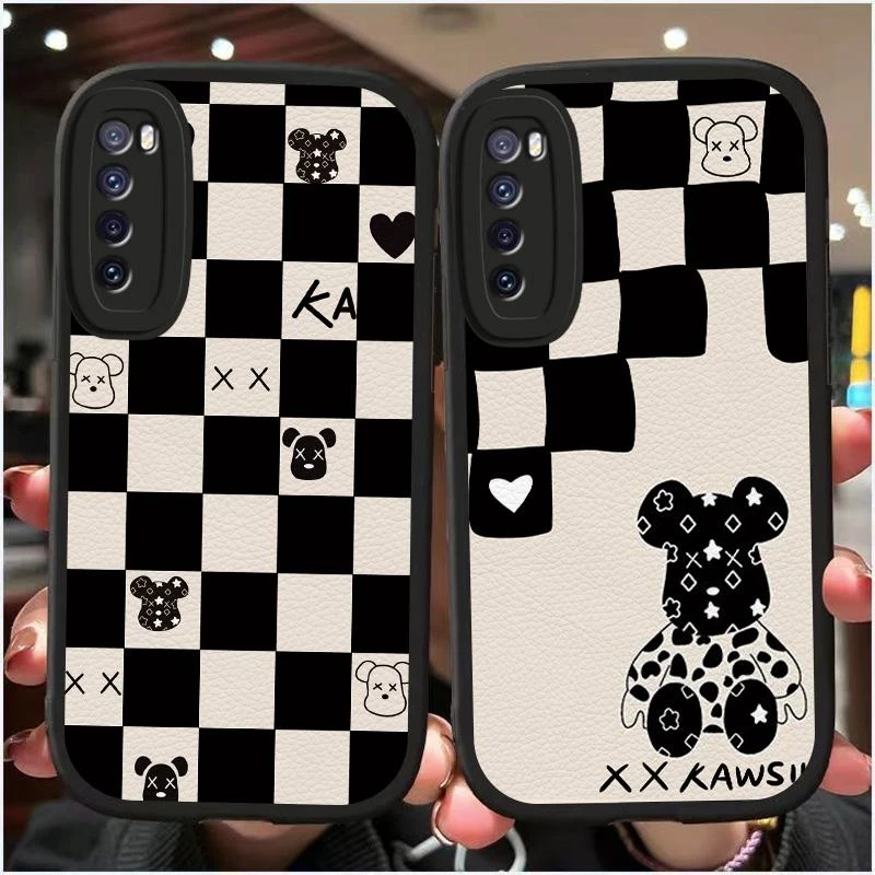 适用华为nova7手机壳黑格子小羊皮ins网红潮牌高级感抗震防护防摔