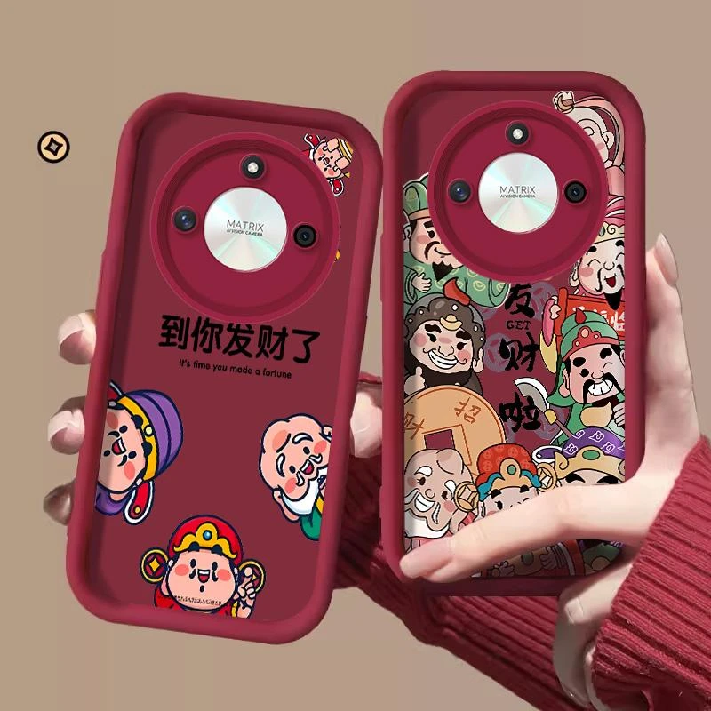 适用荣耀X50手机壳honorx50手机壳新年发财可爱卡通网红趣味防护