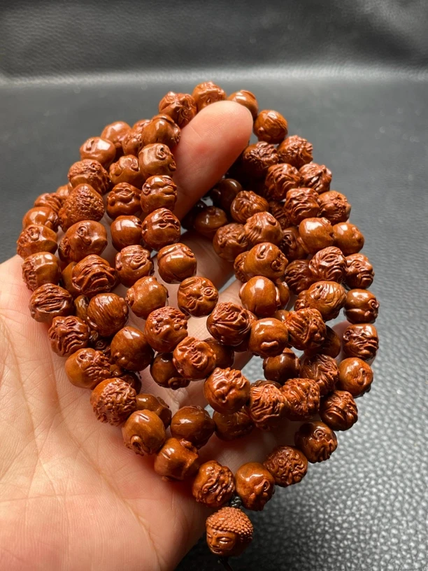 精品龙纹桃核0.95左右108单面罗汉脖挂