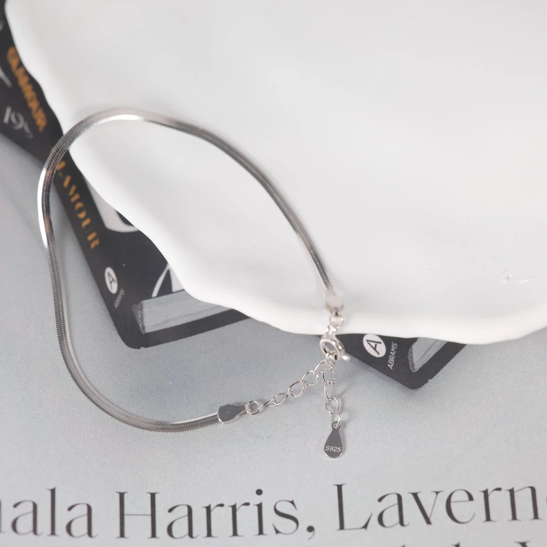 925银手链 S925纯银时尚蛇骨百搭手链小众简约个性冷淡风网红轻奢