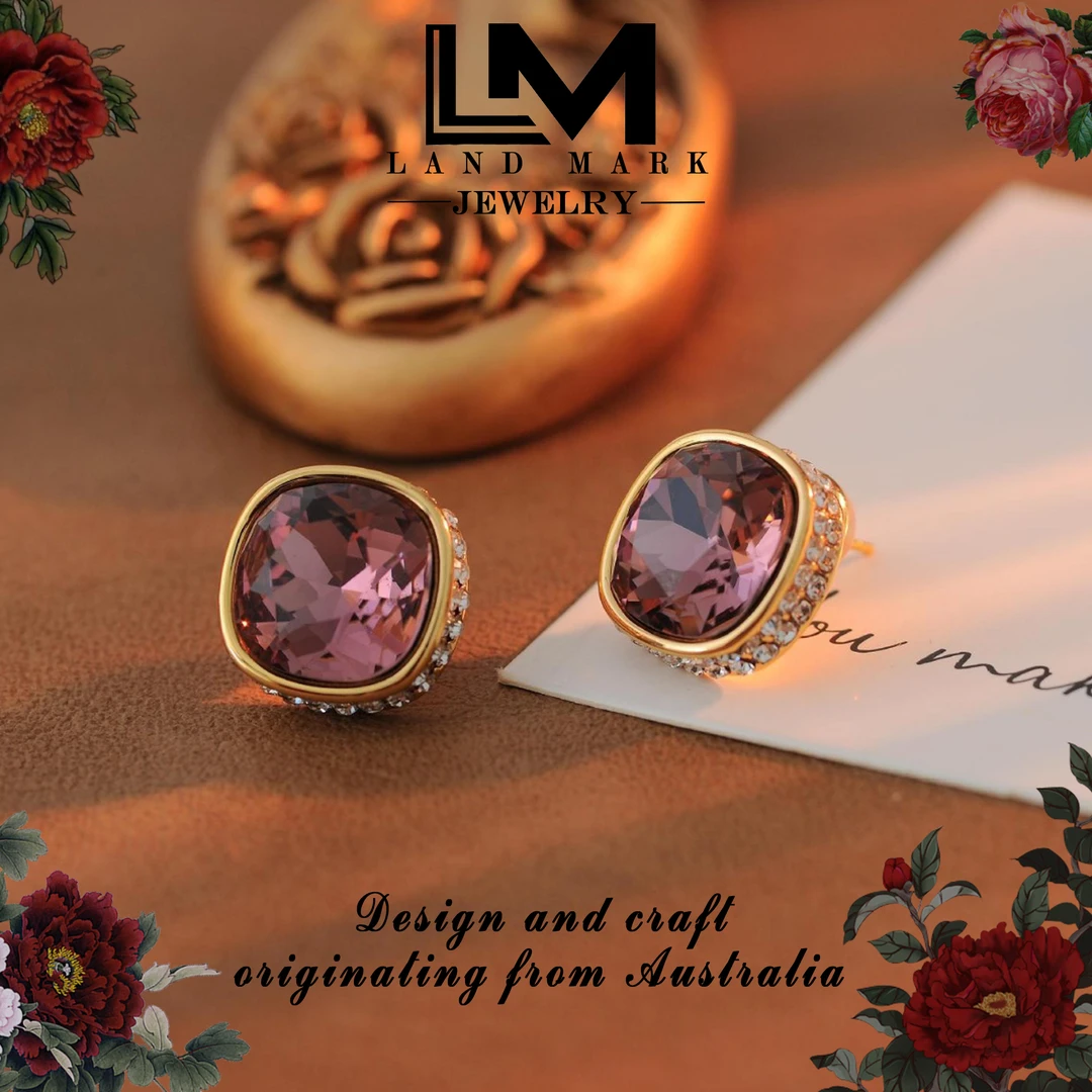 铜合金合成锆石耳饰 法式轻奢优雅海韵设计气质百搭耳钉8054