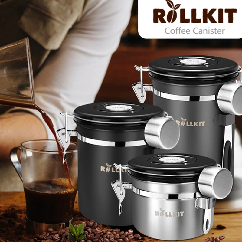 准新品  莹【中号】ROLLKIT  咖啡豆密封罐 不锈钢真空排气储存罐
