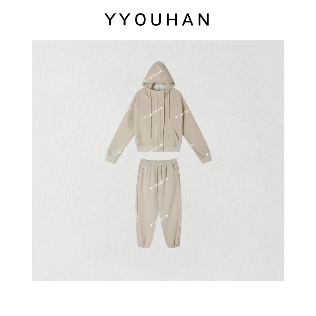 月月不吃鱼小众设计秋冬极简风百搭连帽卫衣时尚套装 2411B5237