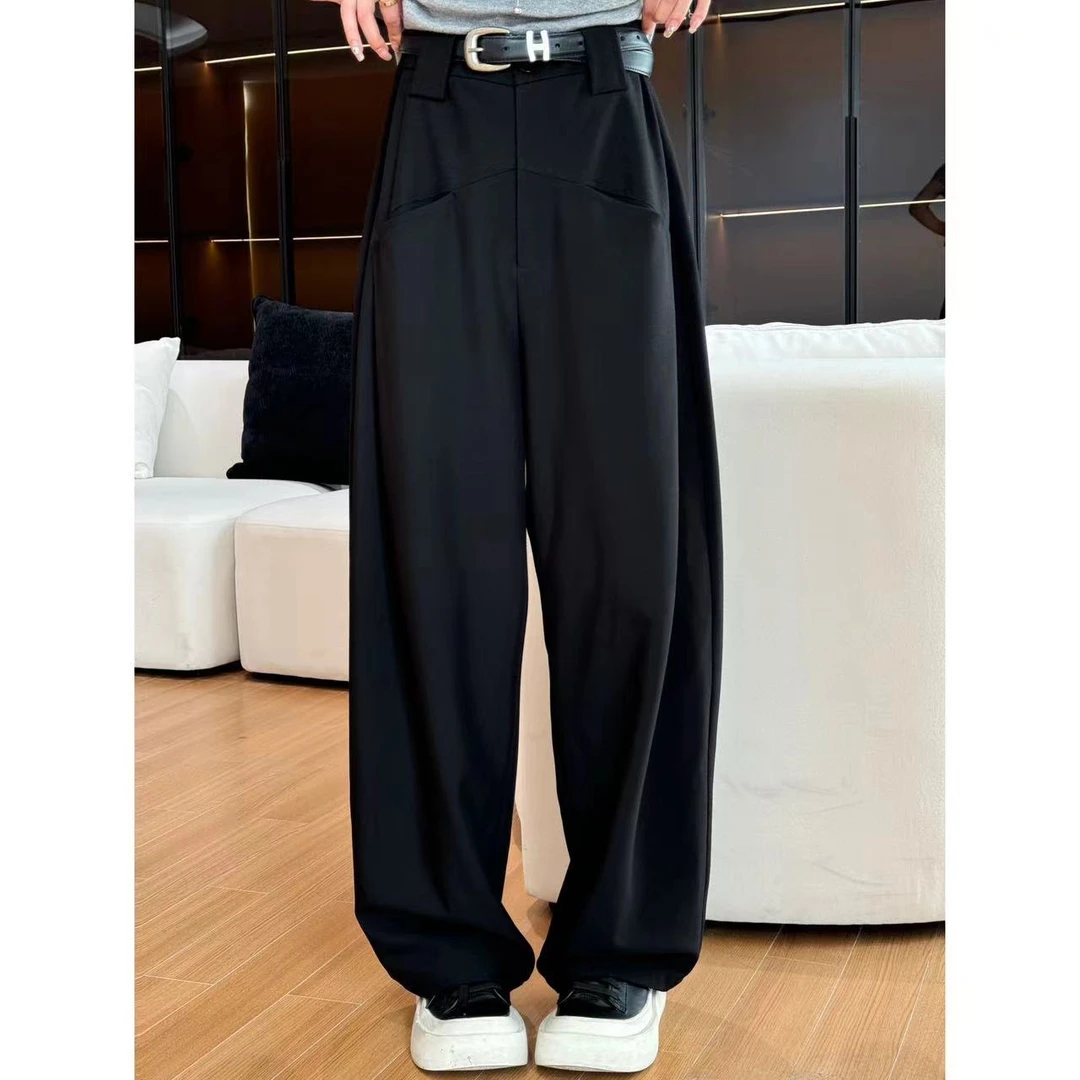 月月不吃鱼 2024秋款 简约百搭一字口袋弯刀休闲西裤 2408B3617