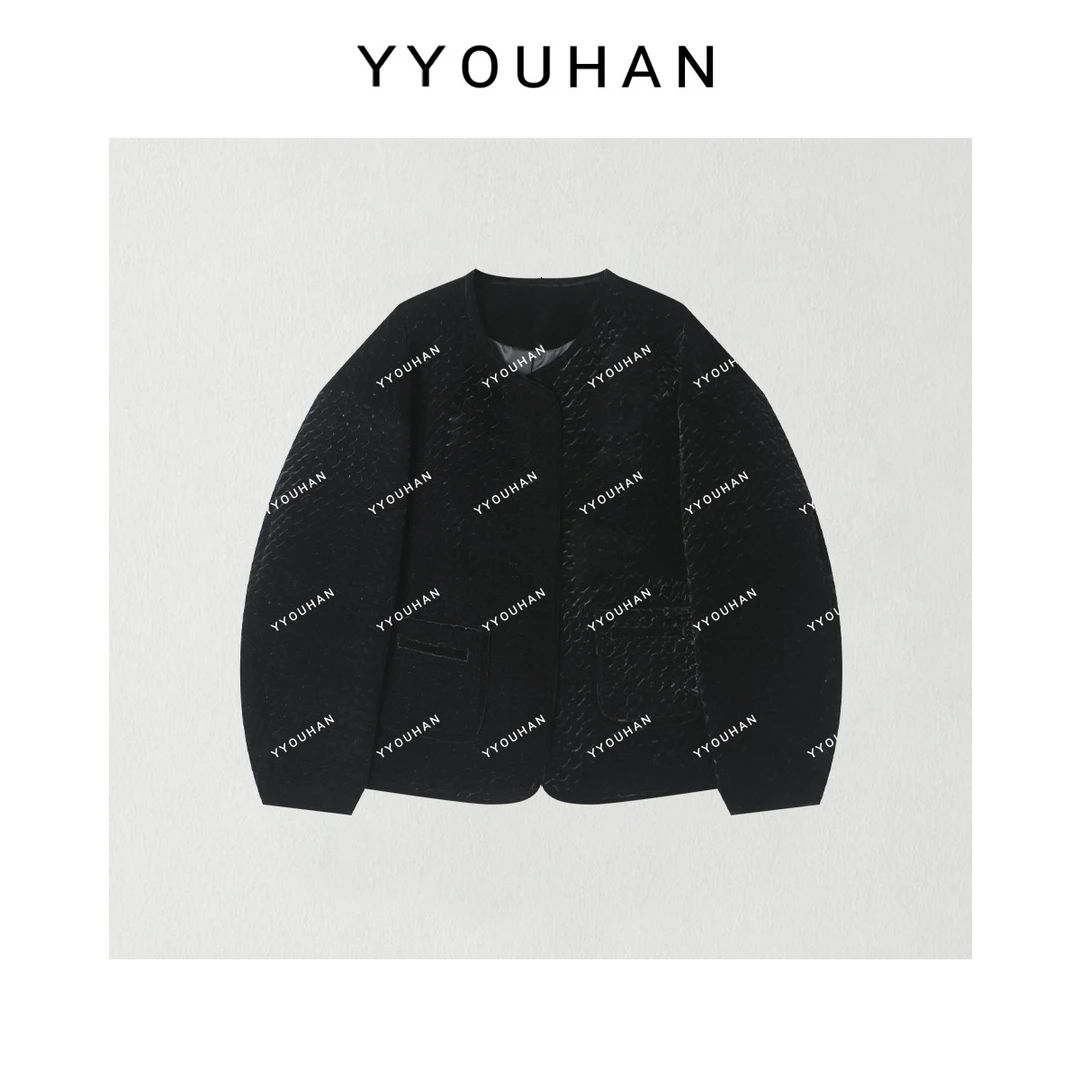 月月不吃鱼 小众设计简约百搭时尚休闲纯色丝绒外套 2410B4603