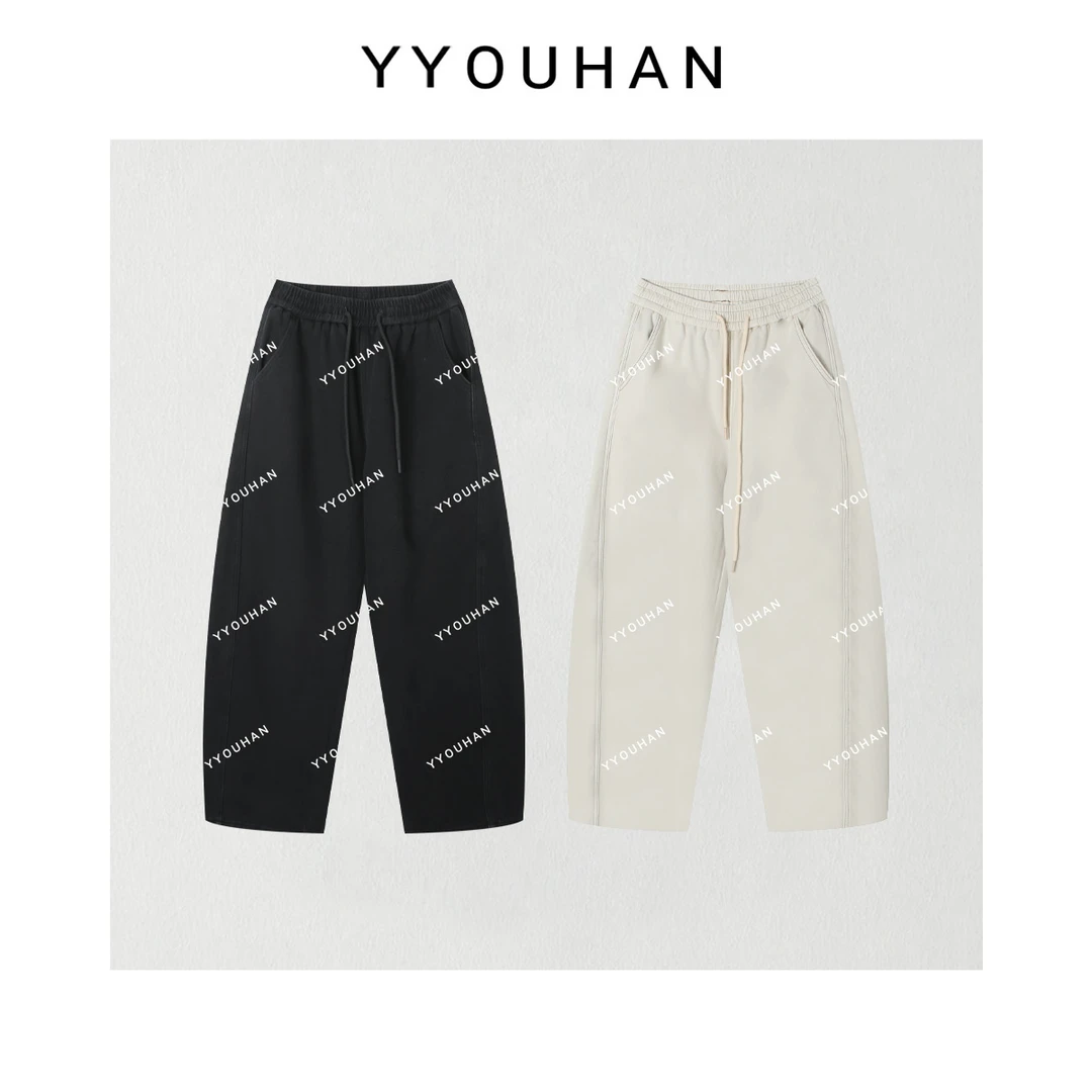 月月不吃鱼小众设计秋冬新款松紧腰加绒弯刀休闲牛仔裤 2411B5459