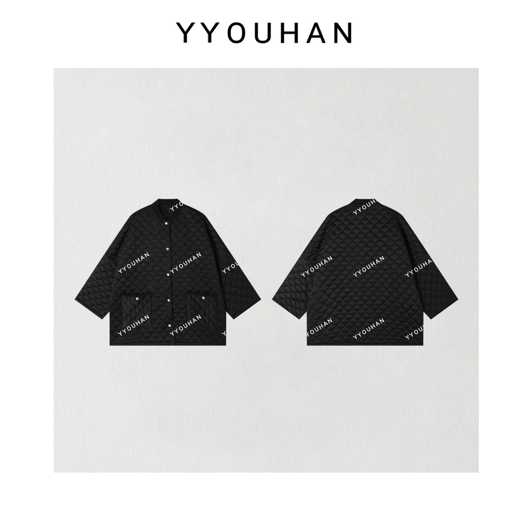 月月不吃鱼 小众设计宽松外套上衣压格棒球领棉衣外套 2409B4329