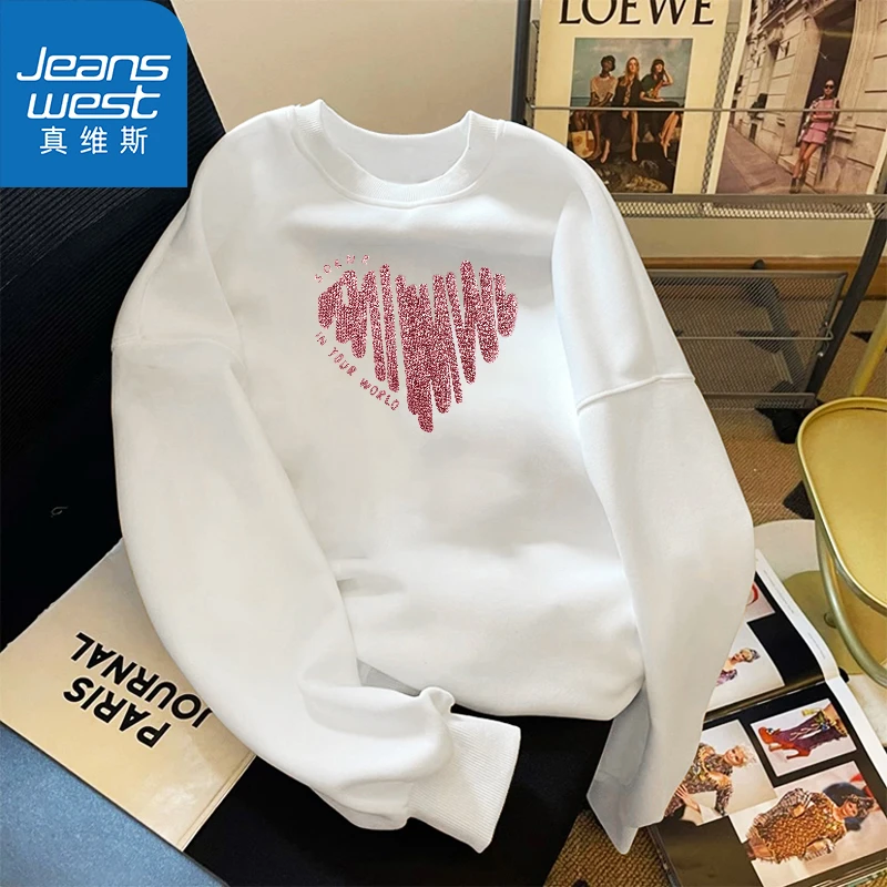 Jeanswest/真维斯圆领卫衣印花宽松秋季休闲长袖男女时尚百搭969