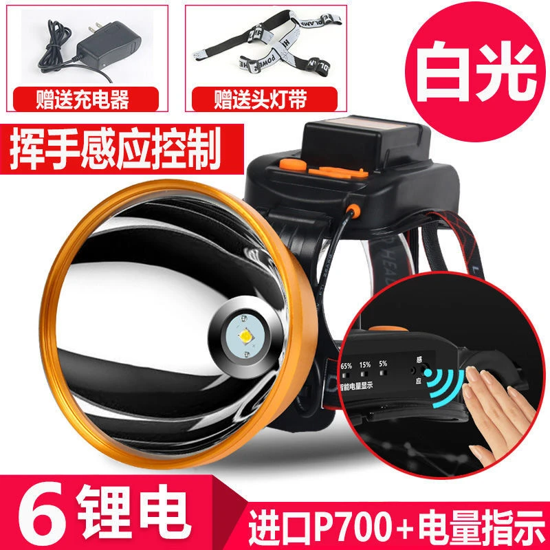 LED头灯强光头戴式户外远射手电筒超长待机矿工灯防水氙气可充电