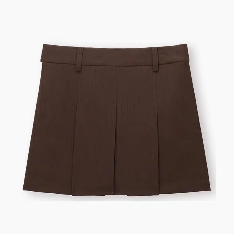 EZ  24AW新款褶裥休闲百褶纯色学院短半身裙女