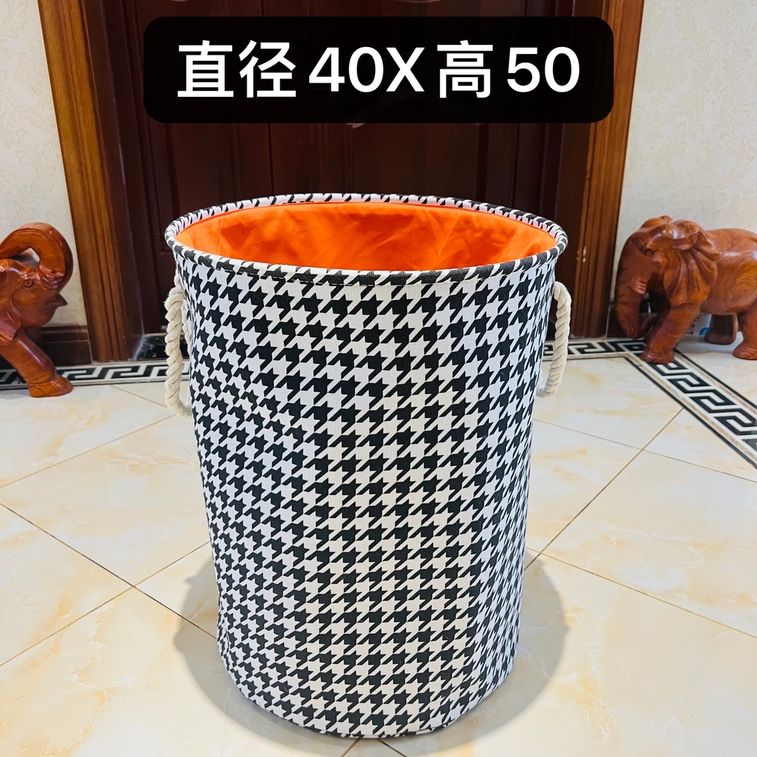 圆桶【千鸟格系列】棉绳(开口)脏衣篓玩具桶杂物收纳筐
