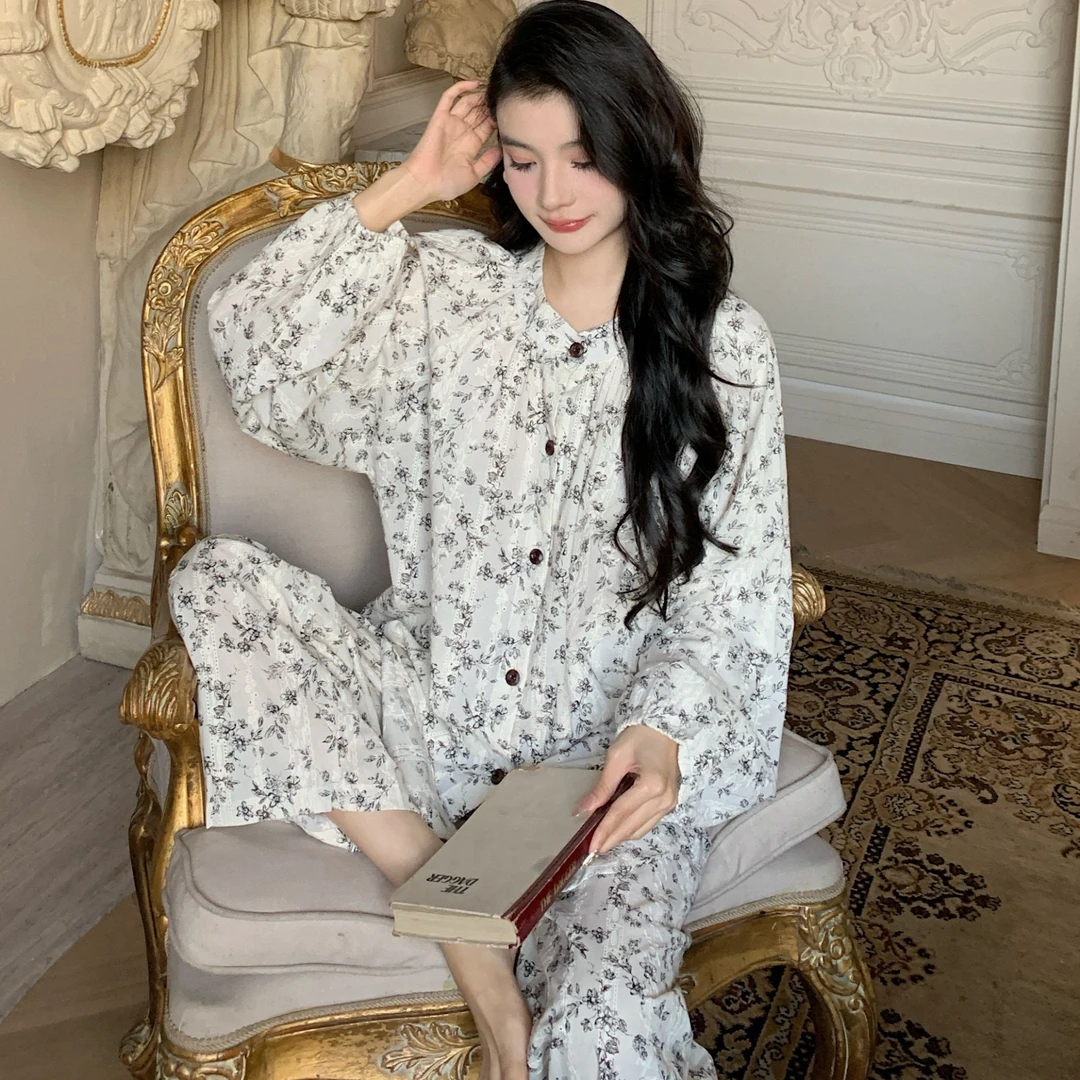 2024新款衬衫睡衣高级感国风小众春秋款长袖长裤可外穿家居服套装
