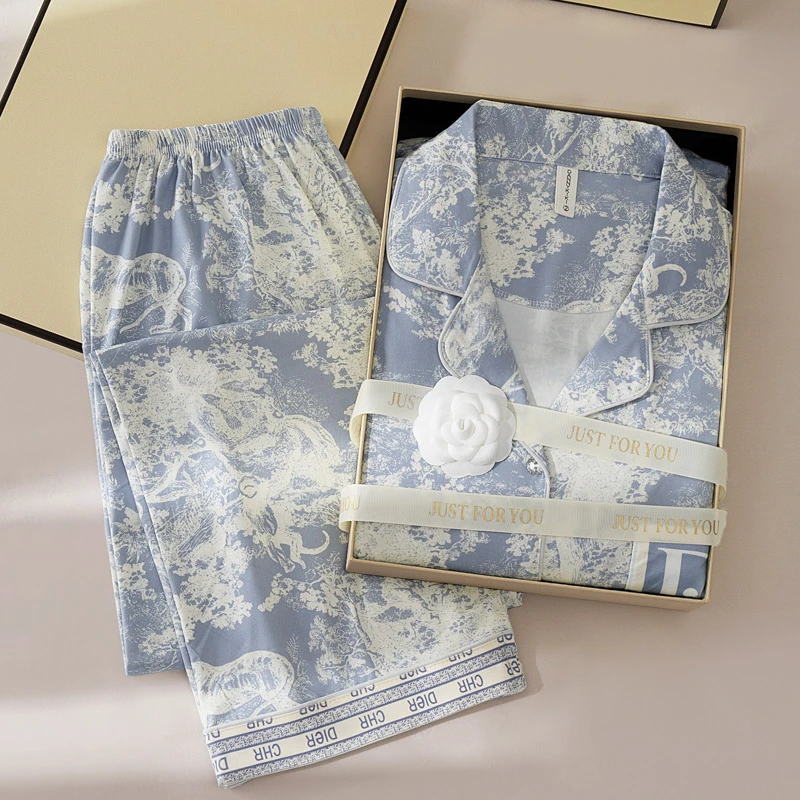 简丹生活【碎冰蓝】艺术小众设计舒适外穿潮牌睡衣