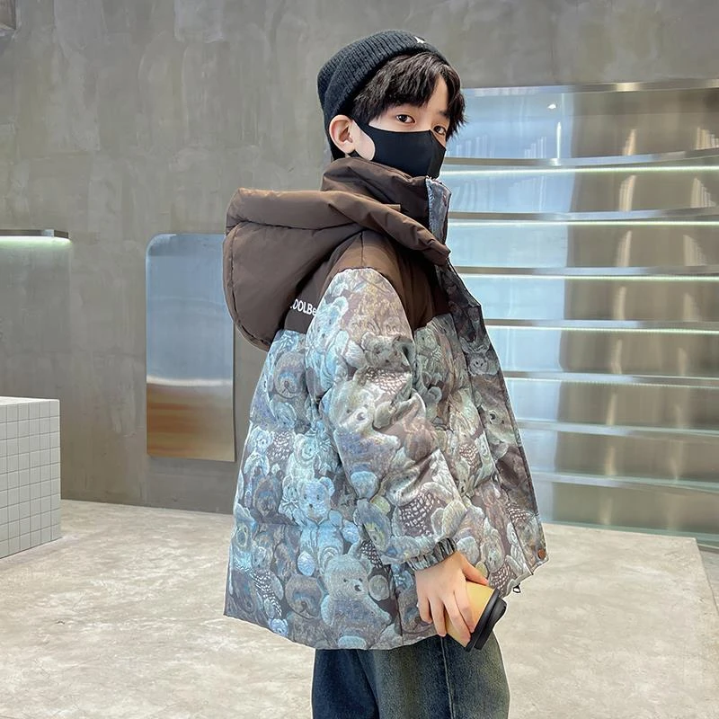男童羽绒服韩版炸街儿童外套2023新款中长款洋气加厚保暖中大童潮