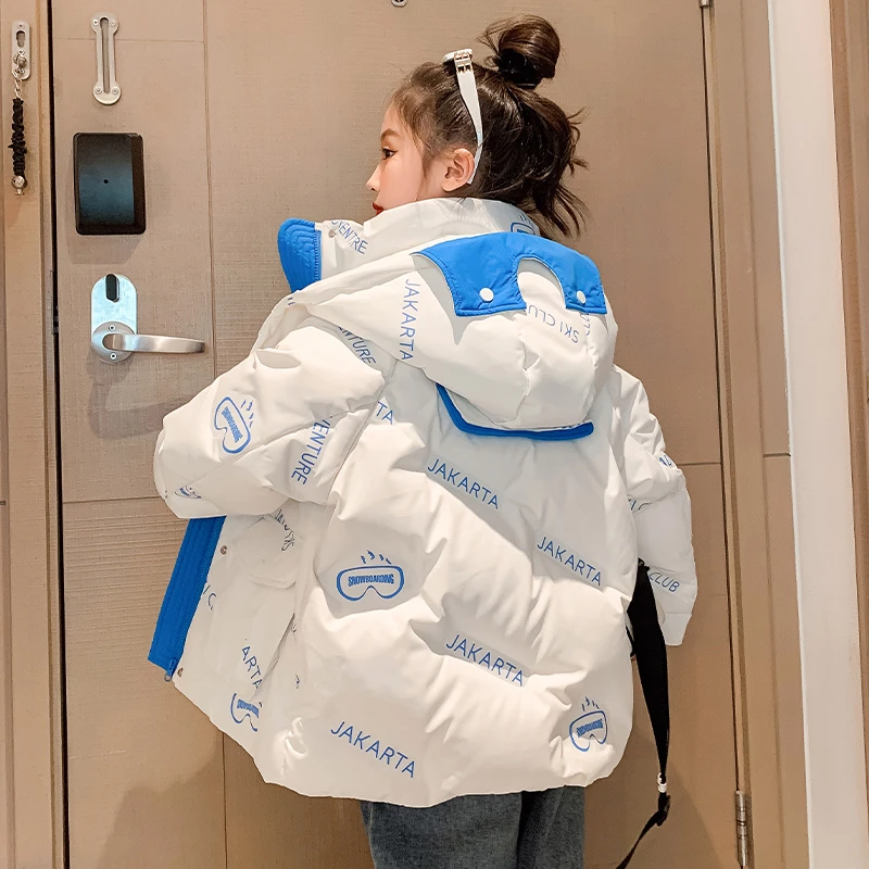 女童羽绒服2023新款冬季儿童冬装中大童连帽宽松加绒加厚韩版外套
