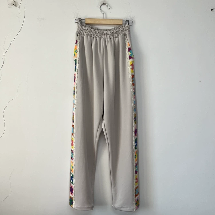 手工勾花简约百搭个性设计师潮流男装休闲长裤