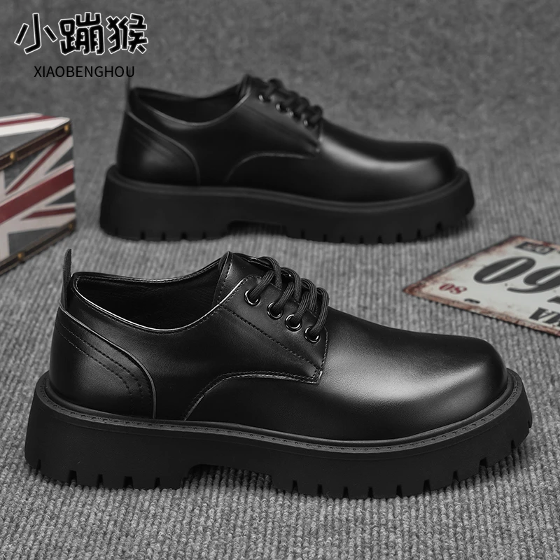 男鞋新款英伦风复古百搭户外低帮商务鞋男士耐磨厚底休闲潮鞋-P70