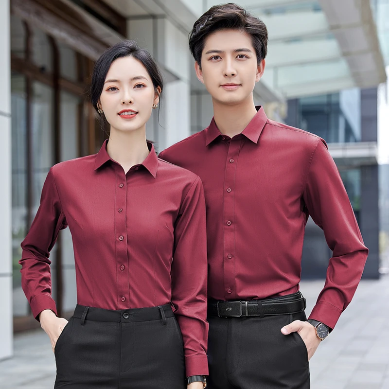 男女士高档短袖上班前台教师工作服工装正装职业装衬衣白衬衫春夏