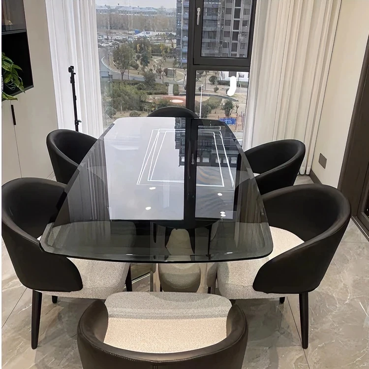 家用悬浮餐桌Wedge高端异形钢化玻璃餐厅意式极简轻奢餐桌·