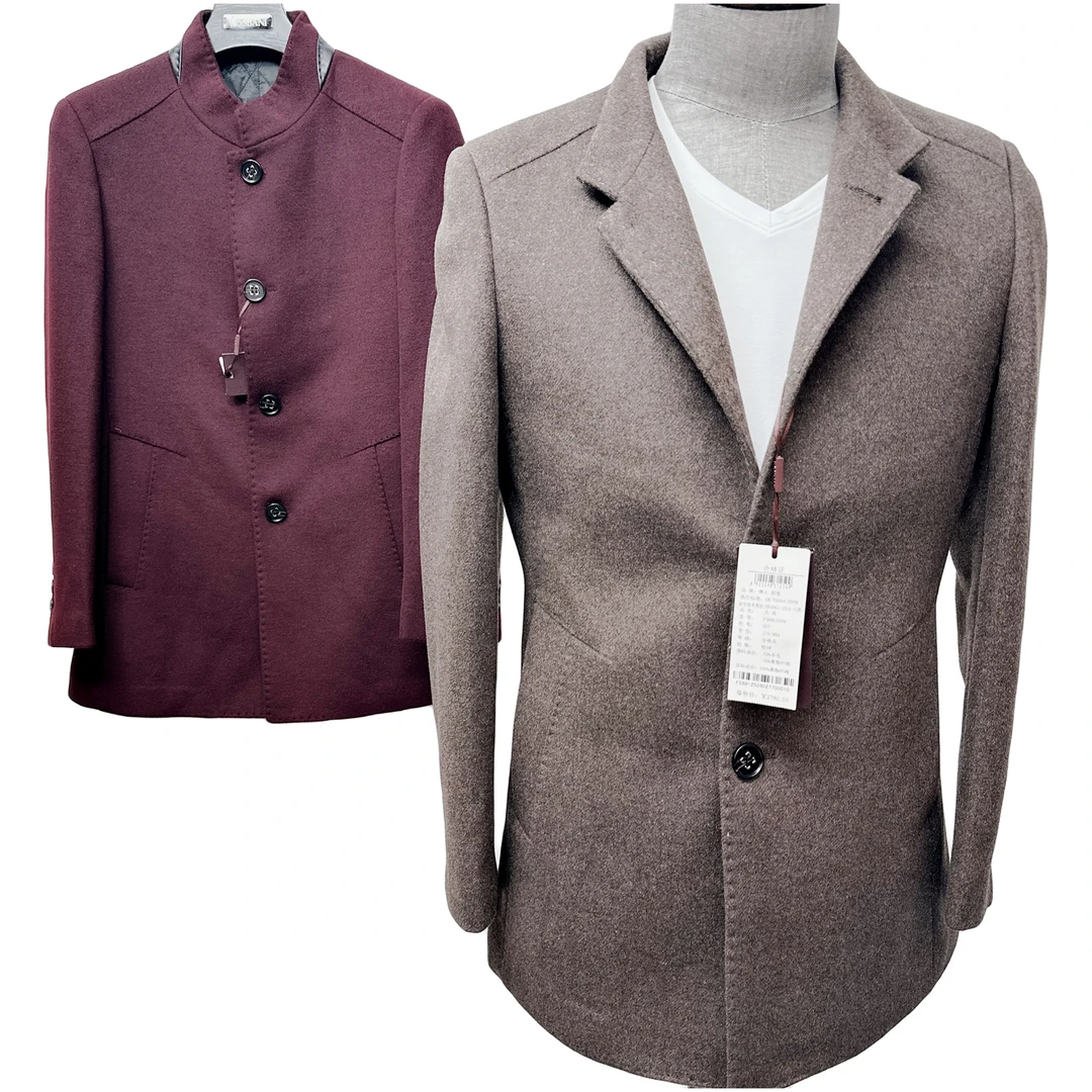 FS6812506商务男休闲翻领毛呢风衣男士经典时尚百搭驼色秋保暖