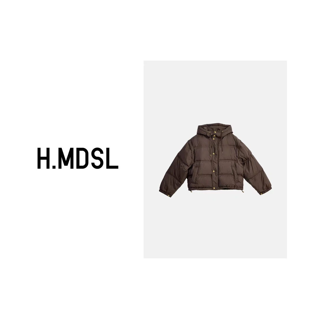 【H.MDSL】冬季新款可拆卸袖子连帽羽绒服外套宽松百搭上衣#565