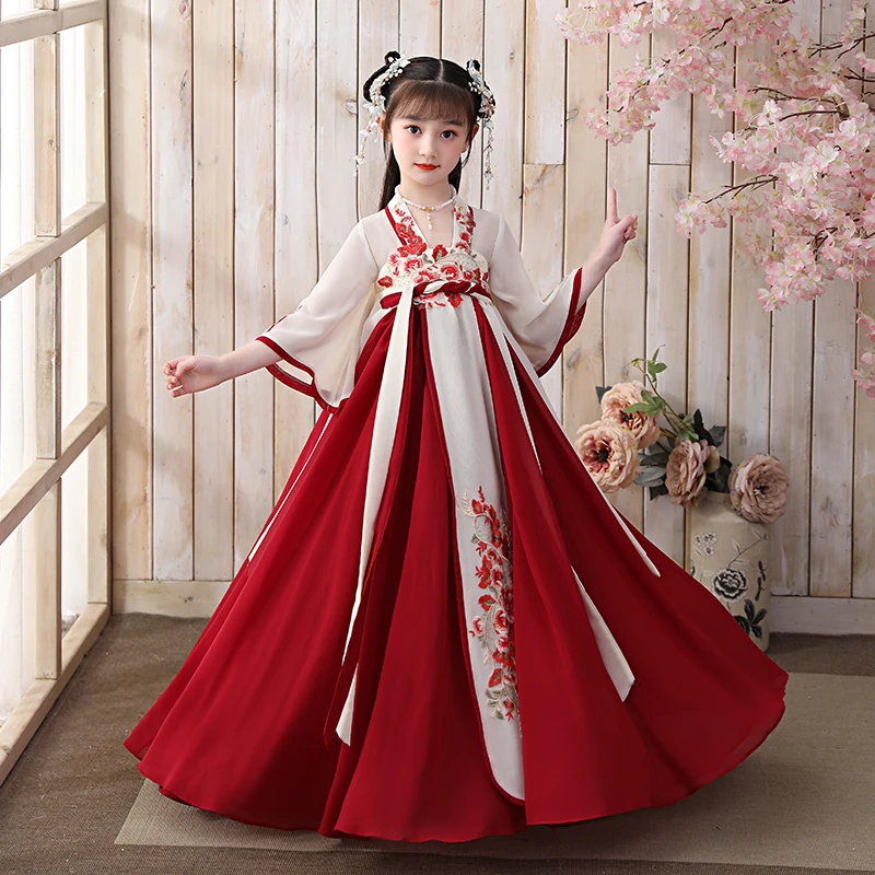 汉服女童中国风夏季儿童超仙薄款襦裙中大童六一表演连衣裙