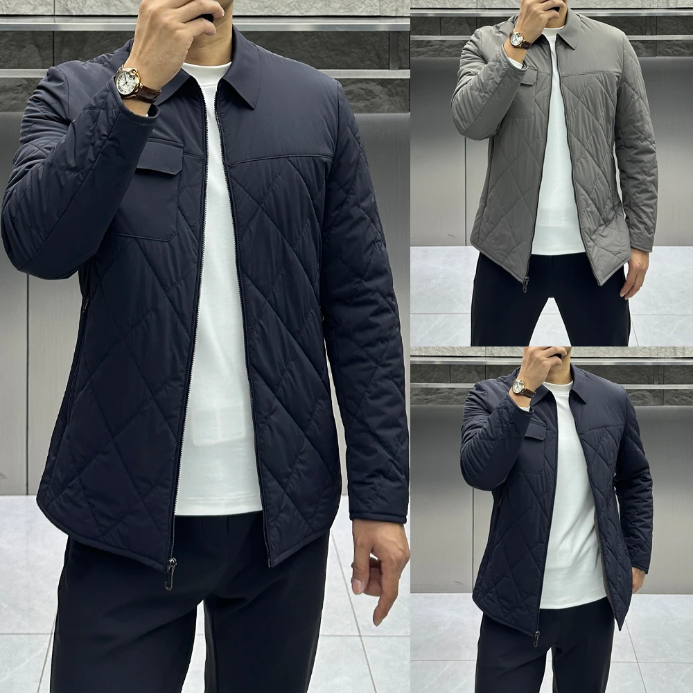 冬季新款翻领商务休闲绵羊毛填充短款棉服男防风百搭保暖上衣外套