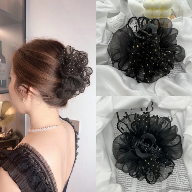 2025秋冬新款双拼云朵泡泡发夹气质时尚百搭简约精致优雅女孩