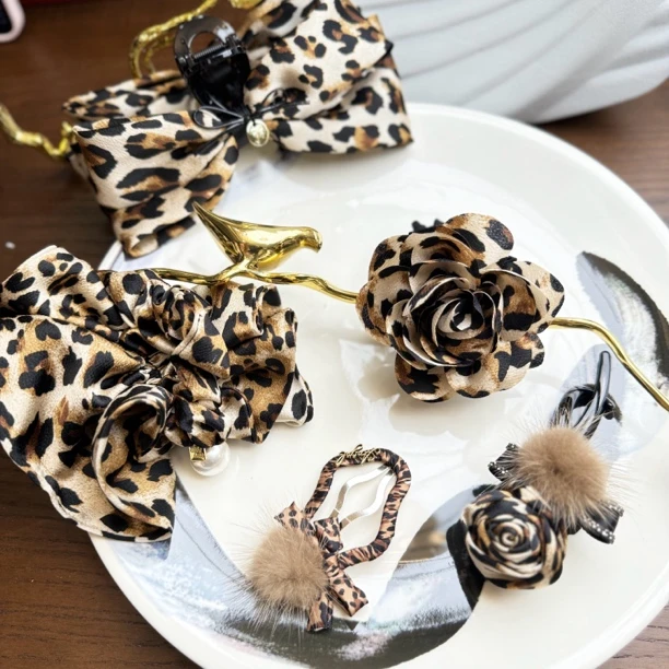 【NMM高定】秋冬豹纹韩系时尚洋气抓夹头绳气质蝴蝶结发绳发圈皮筋