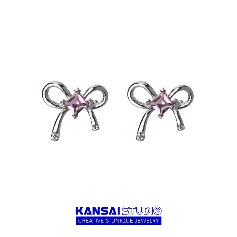 KANSAI方形蝴蝶结耳夹新款潮小众设计感高级耳饰