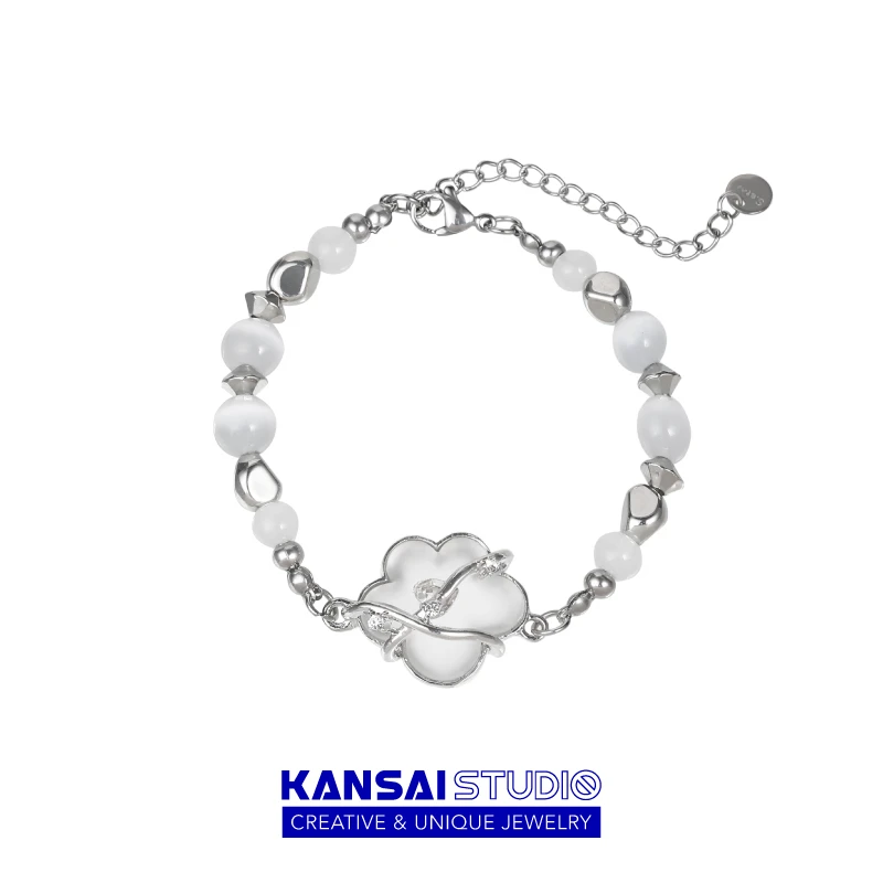 合金手链 KANSAI花朵拼接手链轻奢小众设计感时尚情侣冷淡风手饰