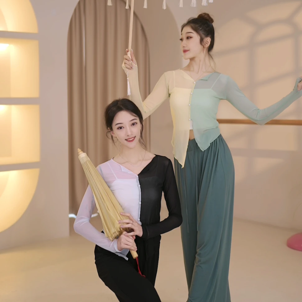 3247 D舞蹈服成人女上衣飘逸现代舞纱衣罩衫练功古典2023夏季新款
