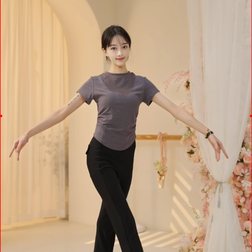 3275 Z现代舞蹈服成人女上衣形体修身打底黑色2023夏季新款练功